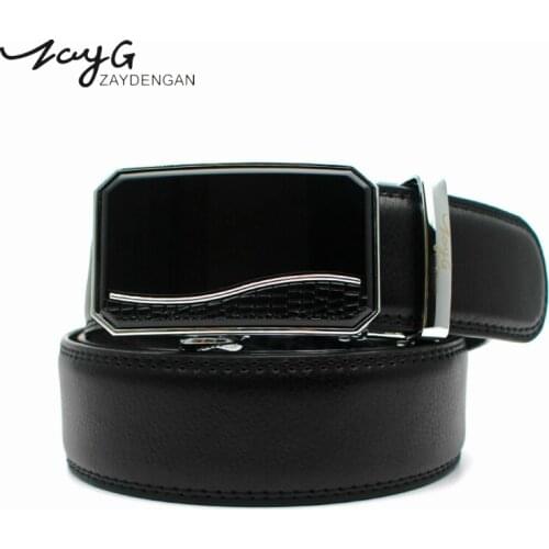 ZAYG Men Fashion metal Automatic Buckle Leather luxury Designer Belts For men Business Alloy buckle Men Black High Quality Belt