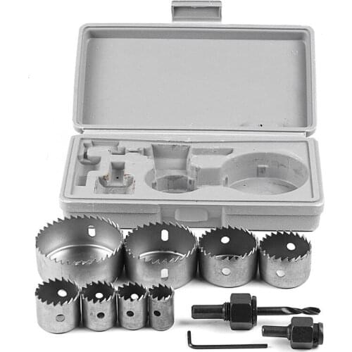 11 hole saw set mandrel hexagon wrench carbon hacksaw wood metal cutting tool