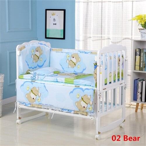 5Pcs/Set Cartoon Animated Crib Bed Bumper For Newborns 100%Cotton Comfortable Childrens Bed Protector Baby Washable Bedding Set