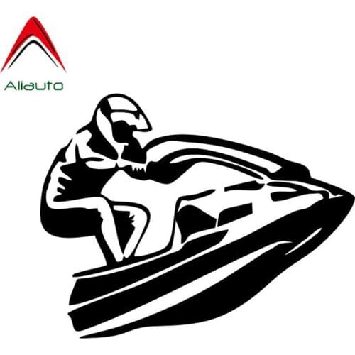 Aliauto Interesting Car Sticker Cartoon Jet Ski Silhouette Vinyl Accessories PVC Decal for Mazda 6 Peugeot 206 VW Polo,16cm*12cm