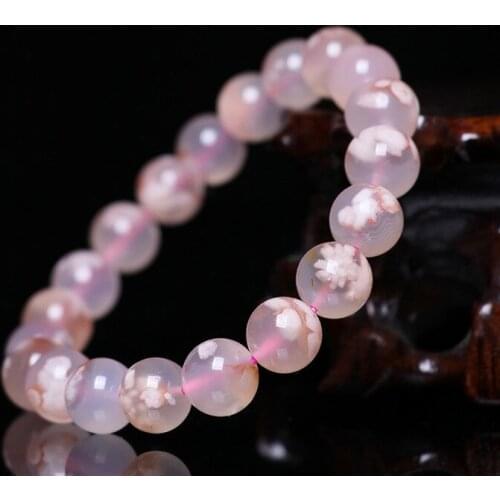 Natural Madagascar Cherry Blossom Bracelet For Women Jewelry Bijoux Crystal Stone