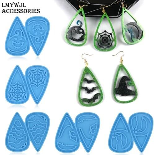 2021 New Halloween Earring Pendant Epoxy Resin Mold DIY Halloween Resin Embellishments Jewelry Molds for Resin Casting