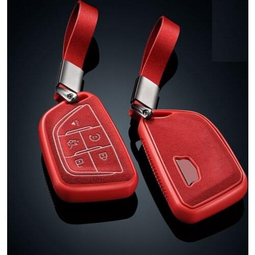 Plastic+Leather Car Key Case Cover for Cadillac CT4 CT5 CT4-V C8 Corvette 2020 2021 Escalade