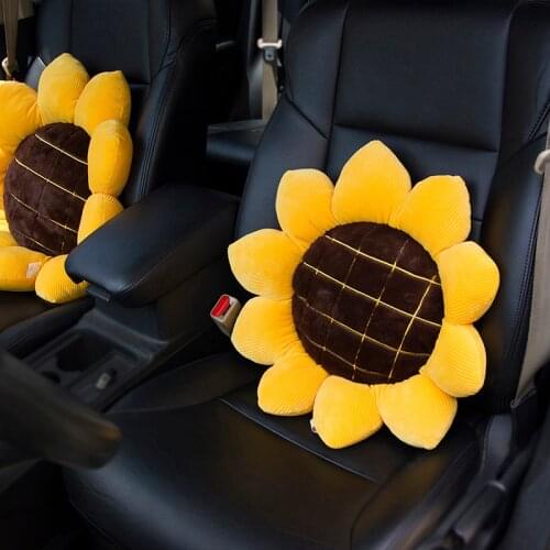 Sun Flower Car Cushion Waist Pillow Sofa Bay Window Office Sedentary Student Chair Lumbar Support Cartoon Seat Decoration Gift