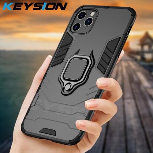 KEYSION Shockproof Armor Case For iPhone 11 11 Pro Max Stand Car Ring Phone Cover for Apple iPhone 11 Pro XS XR 6S 7 8 Plus 5s