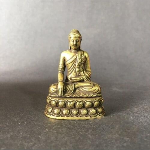 Collectable Chinese Brass Carved Amitabha Buddha Of Sakyamuni Exquisite Small Statues