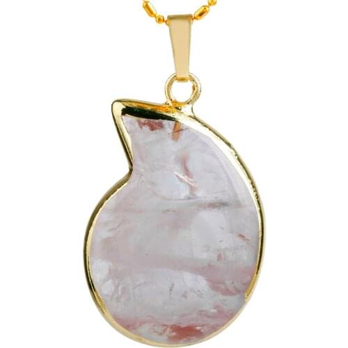 SUNYIK Rock Quartz Spiral Swirl Crystal Healing Reiki Charms Pendant Jewelry (Free Chain)