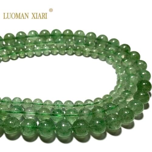 Top Natural Green Strawberry Quartz Round Stone Beads Rare Gem For Jewelry Making DIY Bracelet Necklace 6/8/10mm Strand 15.5