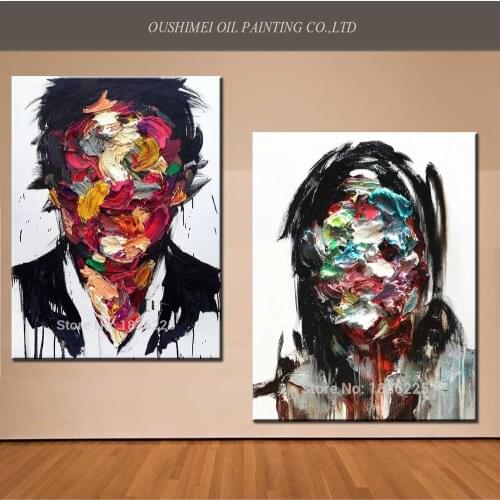 High Grade Decorative Oil Painting Hand Painted Modern Abstract Portrait Art Picture Man Face Art Canvas For Living Room
