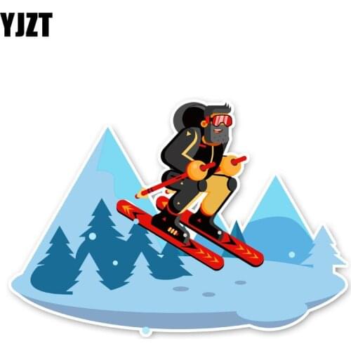 YJZT 15*13.3CM Unique Skiing Accessories Fitness Graphic Car Stickers 11A-1906