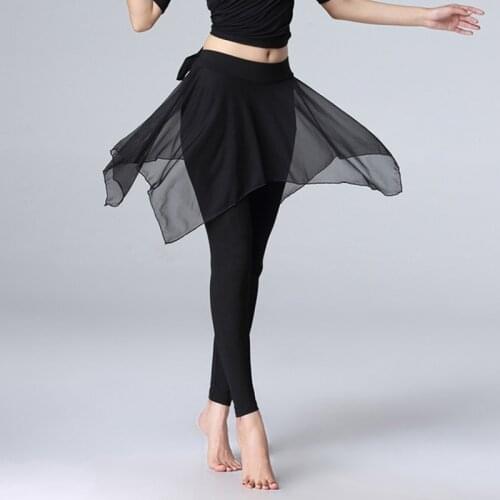 Chiffon Skirt With Leggings Women Modern Latin Dance Ballet Dancing Practice Costumes Black Flexible Cotton Long Pants