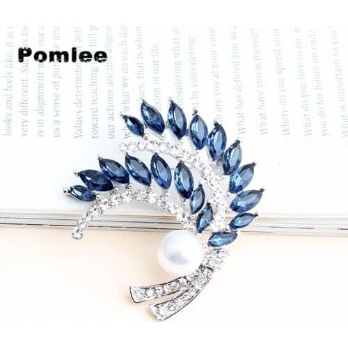 Pomlee 2 Colors Crystal Flower Brooches For Women Simple Design Fashion Jewelry Wedding Pin And Brooch Bijouterie Broches Gift