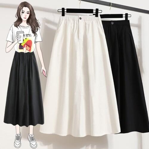 Black White Long Plus Large Size Oversize Korean Style Fashion WomenS Clothing Vintage 2021 Casual High Waist Skirts Female