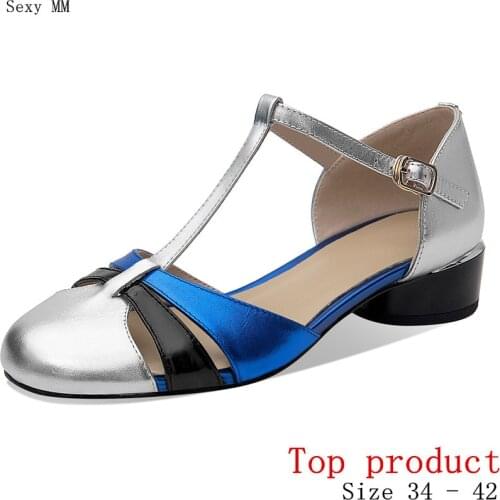 Women Low Heels Pumps Med Heel Shoes Woman Party Shoes Kitten Heels Genuine Leather Small Plus Size 34 -40 41 42