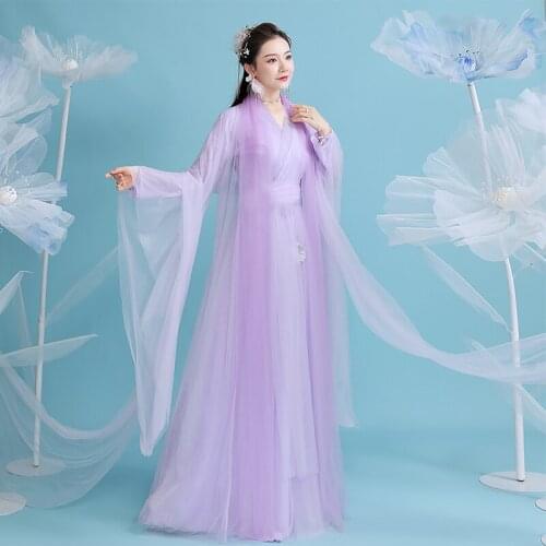 Women Hanfu Dress Purple Fairy Dress Chinese Folk Dance Costumes Ancient Han Dynasty Princess Clothing Hanfu Cosplay SL4374