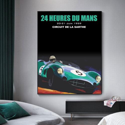 24 Hours Of Le Mans 1959 June 20-21 Poster Painting On Canvas Print Nordic Wall Art Picture For Living Room Home Decoration