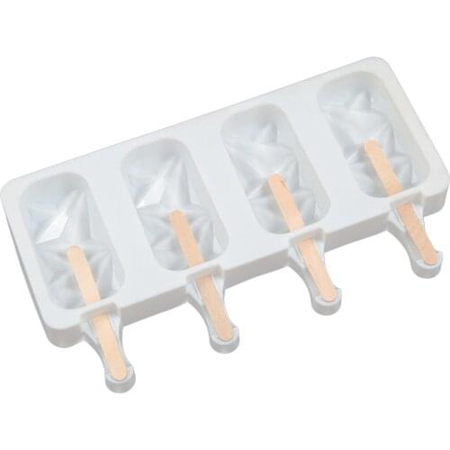 4 Cups Chocolate Ice Cream Silicone Molds Ice Mould With Lid Silicone Cartoon DIY Popsicle Mold Ice Cube Maker Accessories Tools