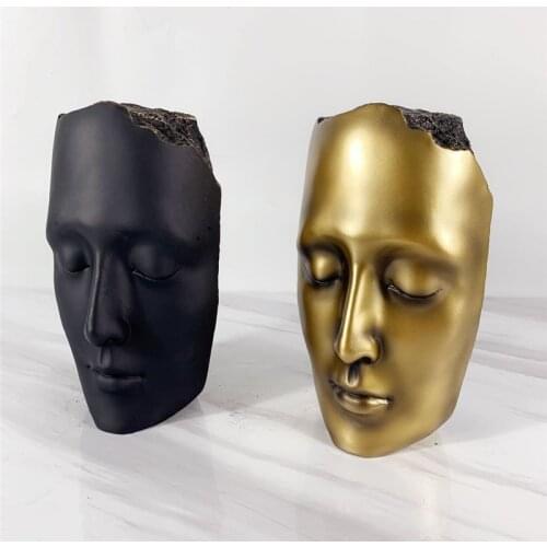 Abstract Gold Classic Human Face Statue Home Decoration Figurine Resin Craft Office Decorative Sculptures Model Miniature Model