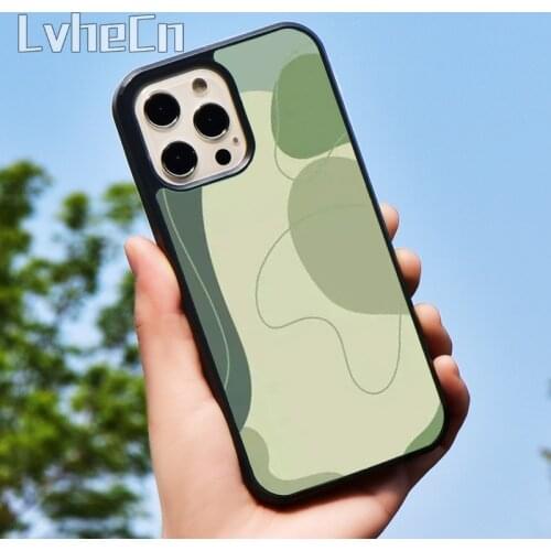 LvheCn Sage green abstract phone Case cover For iPhone 6 6S 7 8 X XR XS max 5 5S SE 2020 11 12 pro max Samsung S8 S9 S10 Plus