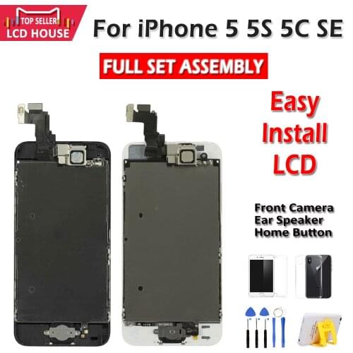 No.1 Premium AAA Display For iPhone 5S 5C 5 5G SE LCD Touch Screen Digitizer Assembly With Front Camera Home Button Easy Install