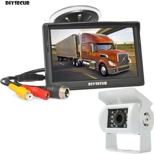 DIYSECUR 5" HD Reverse Rear View Car Monitor Waterproof CCD Night Vision Backup Camera Bus Truck Car Camera free Car Charger