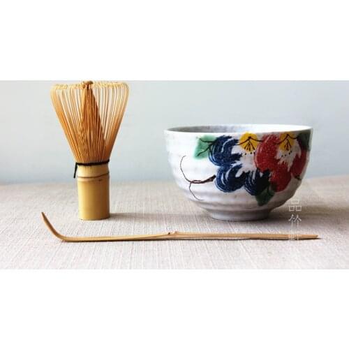 Elegant Traditional Matcha Natural Bamboo Matcha Whisk Scoop Ceremic Matcha bowl whisk holder Japanese Matcha tea Sets Giftset