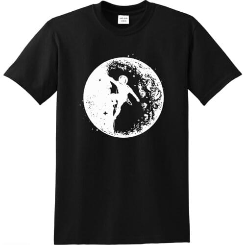 Mens t-shirt 100% cotton cool graphic astronaut space climbing print tshirt o-neck comfortable fabric man t shirt