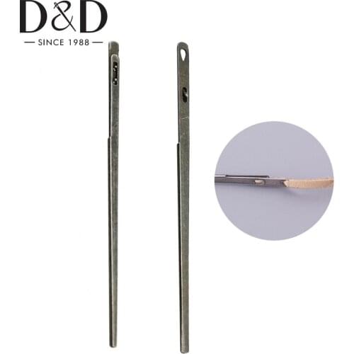 2Pcs Leather Craft Lacing Threading Double Hole Leather Rope Needles Leather Lacing Needle Hand Sewing Needles Tool
