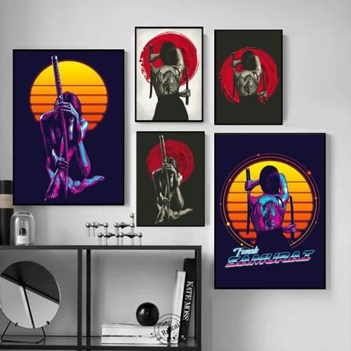 Classic Japanese Warrior Canvas Painting Portrait Posters and Prints Wall Art Print Pictures Living Room Home Decor Cuadros