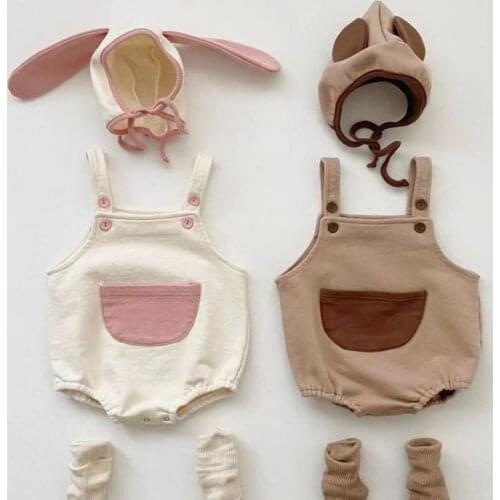 Baby Boy Girl Sleeveless Rompers Summer Baby Boy Girl Rompers + Hat Baby Kids Boy Girl Pure Color Newborn Rompers Clothes