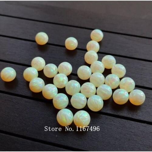 50pcs /lot 8mm Round Ball Opal Synthetic Round Opal Beads Loose Lemon Yellow Opal Beads For Opal Necklace
