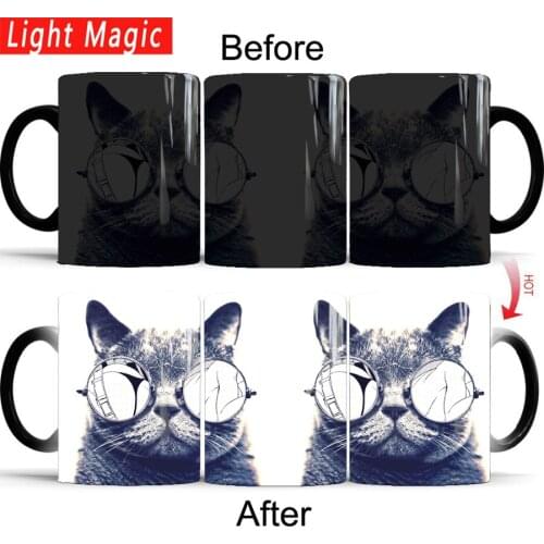 Mr cat mugs magic color changing ceramic 350ml coffee milk muugs cup gift office mug