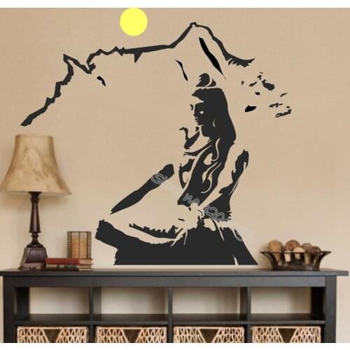 Lord Shiva Wall Decal God Hindu Prayer Religious Wall Sticker Yoga Lotus Mountain Meditation Home Decoration Art mural EB075