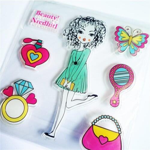 10.5x11cm Fashion girl Transparent Clear Stamps / Silicone Seals Roller Stamp for DIY scrapbooking photo album/Card Making