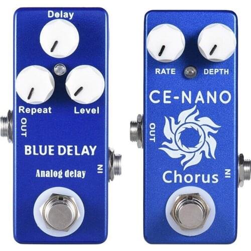 MOSKY 2Pcs Guitar Effect Pedal :1Pcs CE-NANO Electric Guitar Chorus Effect Pedal Full Metal Shell True Bypass & 1Pcs Deep Blue D