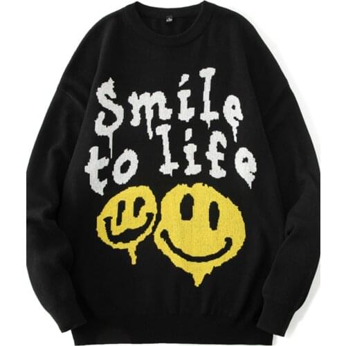 Mens sweaters for autumn/winter 2021Knit Sweater Man Smile Jumper Knit jumper Hip hop street wear Harajuku Lovers sweater