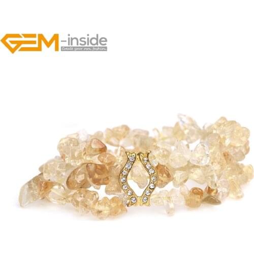 Natural Crystals Chips Gem stone Beaded Elastic Ginger Cluster Bracelet popular fashion Jewelry for Women