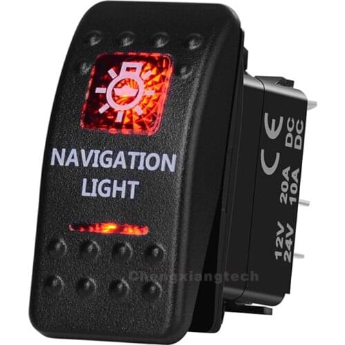 Navigation Light Car Boat SPST Rocker Toggle Switch Red Led 5 Pins On Off 12V 20A 24V 10A for Carling ARB Narva 4x4 Style