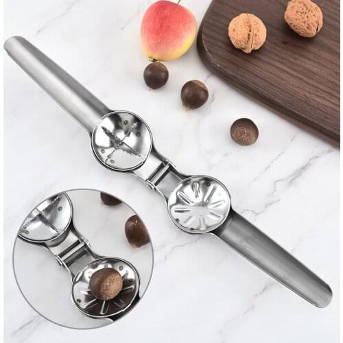 Stainless Steel 2 in 1 Quick Chestnut Clip Walnut Pliers Metal NutCracker Sheller Nut Opener Kitchen Tools