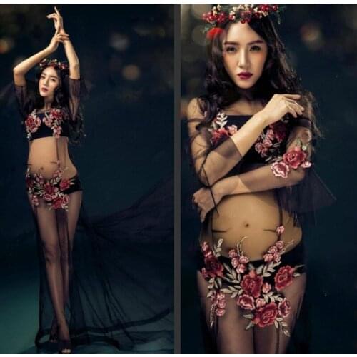 New Maternity Photography Props Pregnancy Clothes Floral Vestido Maternidad Fotos Maternity Clothes 6MDS023