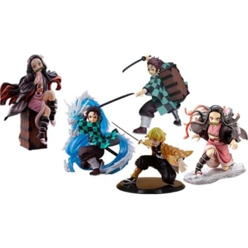 NEW Anime Demon Slayer Kimetsu no Yaiba Kamado Tanjirou Agatsuma Zenitsu Kamado Nezuko PVC Collection toys Gifts for Christmas