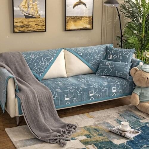 Modern Four Season Soft Chenille Sofa Cover Geometric Jacquard Sofa Towel Anti-slip Sectional Couch Covers for Living Room