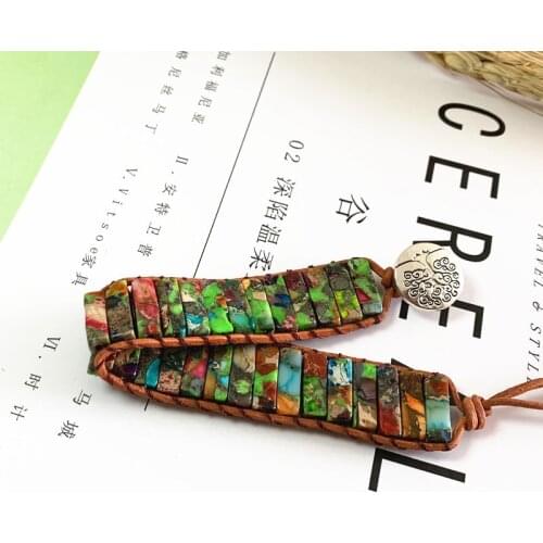 Popular Stone King Stone Bracelet Women Bracelet Jewelry New Natural Stone Tube Beads Vintage Leather Wrap Bracelet Gifts