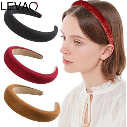 Levao Sponge Padded Headband Solid Color Suede Hair Hoop Bands for Women Girls Wild Hair Accessories Head Bezel Hairbands
