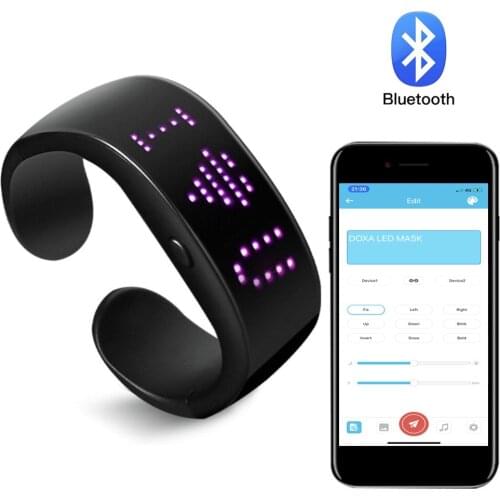 Programmable LED Glowing Bracelet Bluetooth APP Connected LED Light Up Bracelet USB Rechargeable Night Safety Wristband Gift