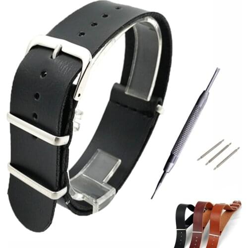 18mm 20mm 22mm Leather Watch Band For NATO ZULU Straps Upscale Black Brown green men Strap