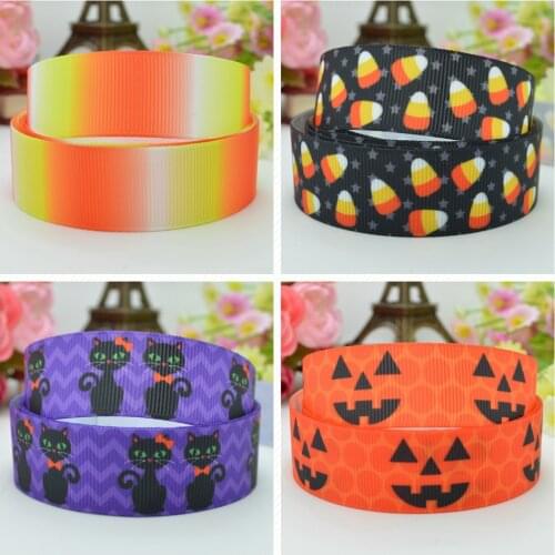 SUPWRF 16 22mm 38 50 75mm Halloween pumpkin Printed grosgrain ribbon hair bow DIY hair accessories decoration 50 Yards B0929