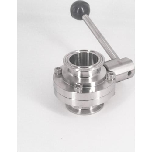 Low Duty 19/25/32/38/45/51mm Pipe OD x 1.5" 2" Tri Clamp Sanitary Butterfly Valve SUS 304 Stainless Steel Homebrew