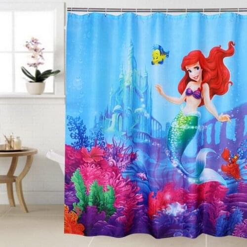Happy Tree Polyester Terylene Mermaid Fish Sea Waterproof Shower Curtain Thicken Fabric Bathroom Curtain Lovely Bath Curtain