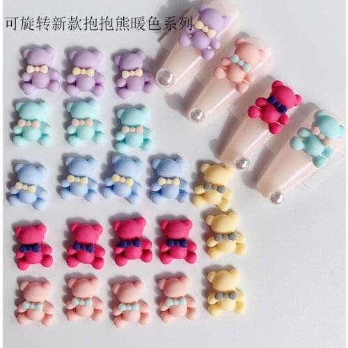 10pcs Manicure Revolving Jewelry Accessories Cartoon Nail Jewelry Cute Bear Nail Art Decorative Diamond